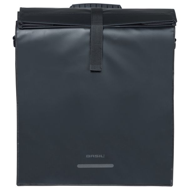 Basil Urban Load Pro enkel fietstas 19-24 liter met MIK-haken, zwarte waterdichte bagage tas voor fiets Achterdrager