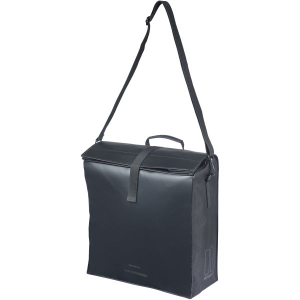 Basil Urban Load Pro 19-24 liter fietstas met MIK-haken, eenvoudige enkelmodel, zwarte waterdichte tas voor fietsaccessoires