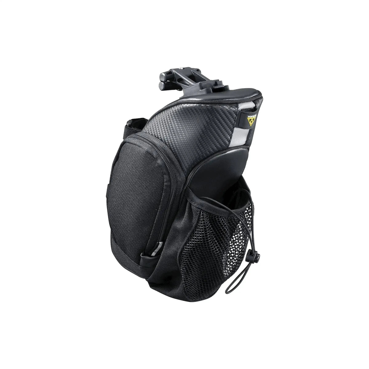Topeak Mondopack Hydro zadeltas bevestigd aan een fiets, stevige waterdichte fietstas voor extra opbergruimte