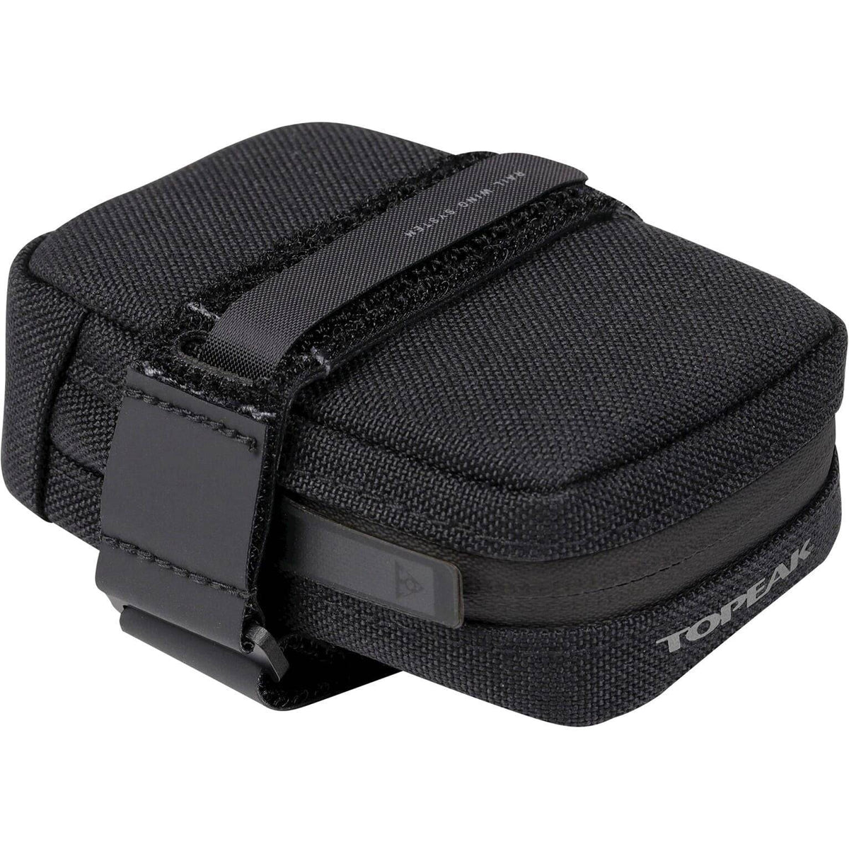 Topeak Elementa Seatbag Slim zadeltas in zwart, bevestiging aan fiets zadel met reflecterende details voor veilig fietsen