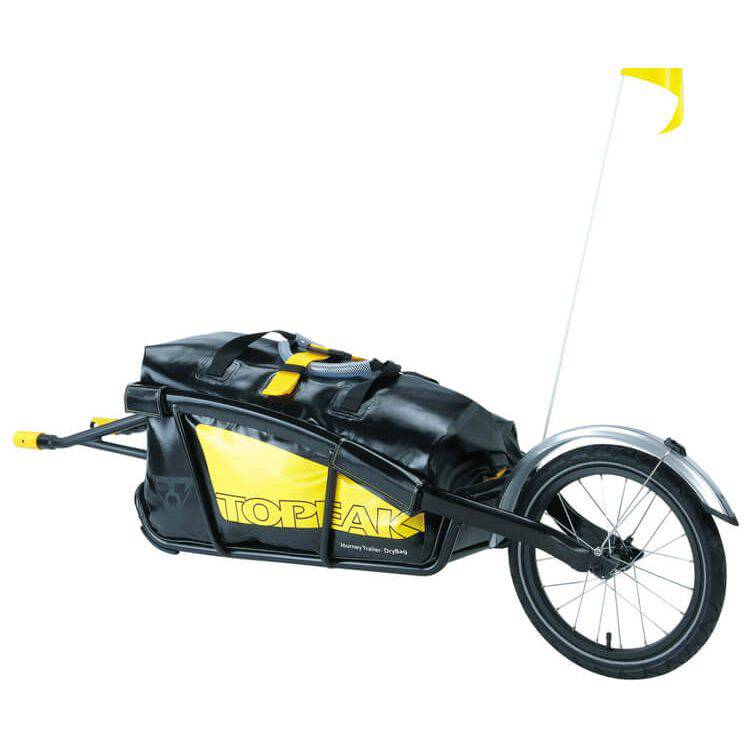 Topeak transportkarretje met bagagewagen voor 26/28 inch fietsen, inclusief tas en stevige constructie.