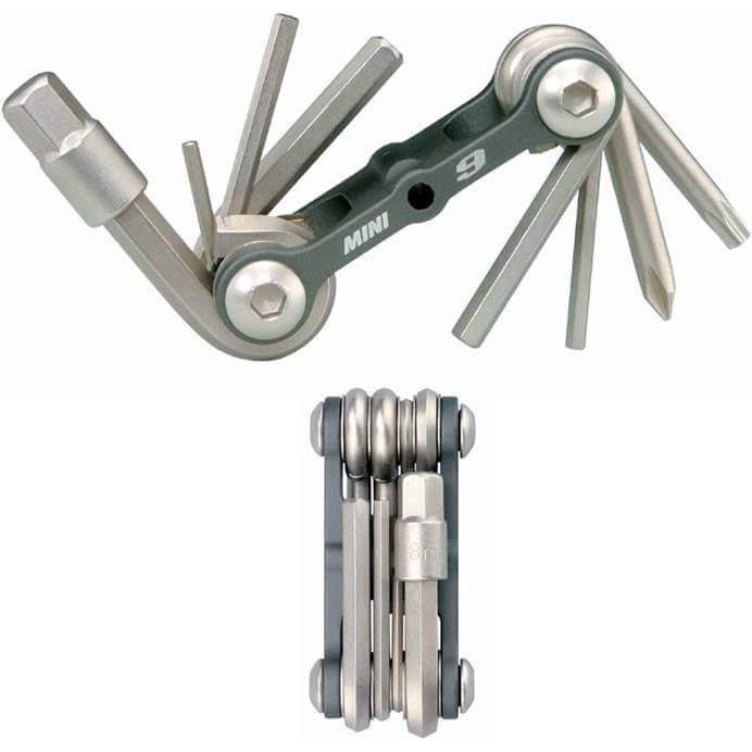 Topeak Minitool Mini 9F multitool met compact tasje voor fietsreparaties en kleine reparaties onderweg.