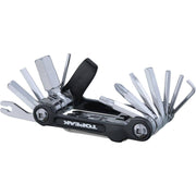 Topeak Minitool Mini 20 Pro multitool met verschillende gereedschappen voor fietsreparaties en onderhoud.