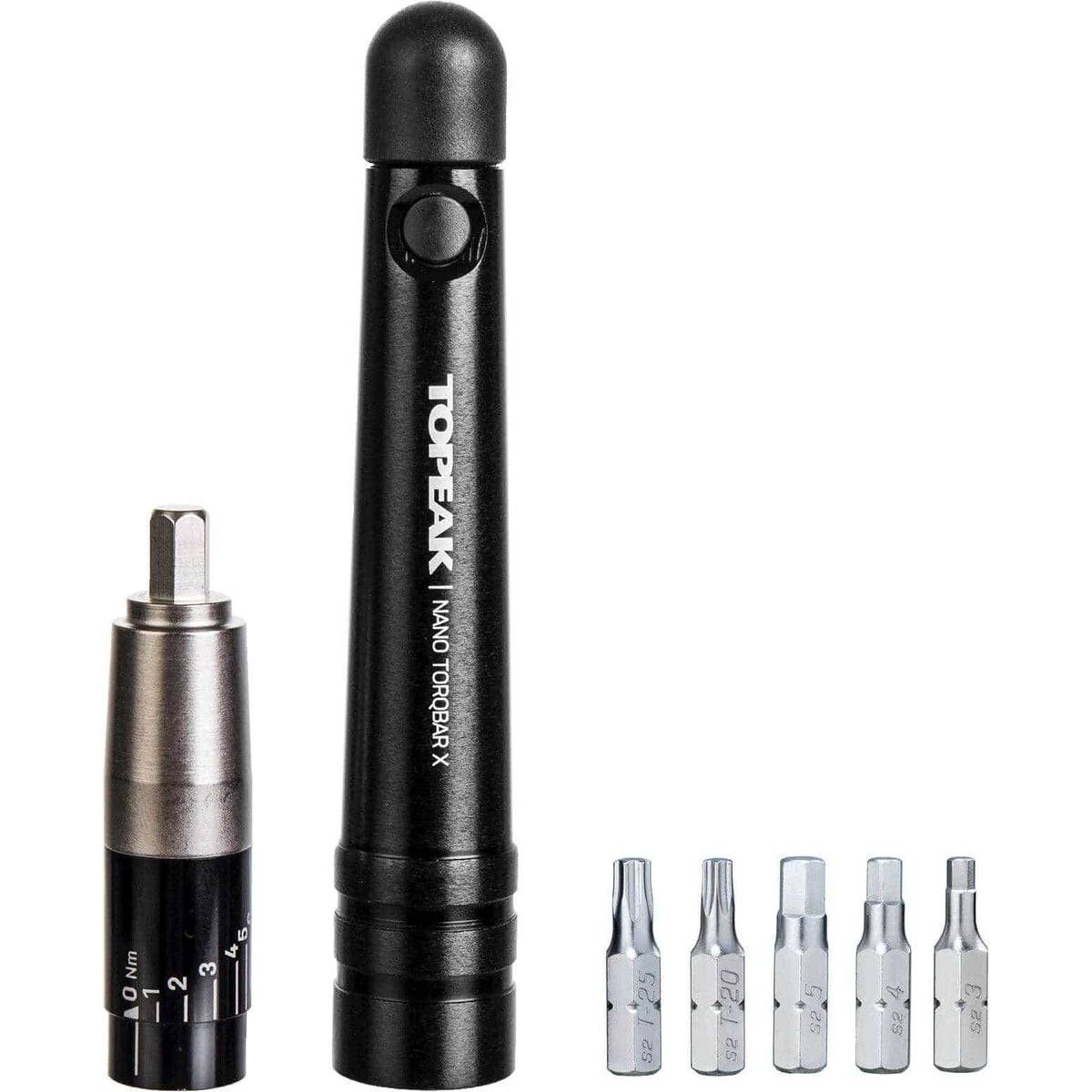 Topeak Momentsleutel Nano Torqbar X voor precisieborging, metalen handvat en drukknop voor instelbare koppelinstellingen