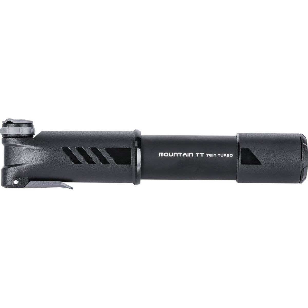 Topeak Minipomp Mountain TT Twinturbo, compacte fietsventielpomp met dubbele cilinder voor mountainbikes, zwart en rood design