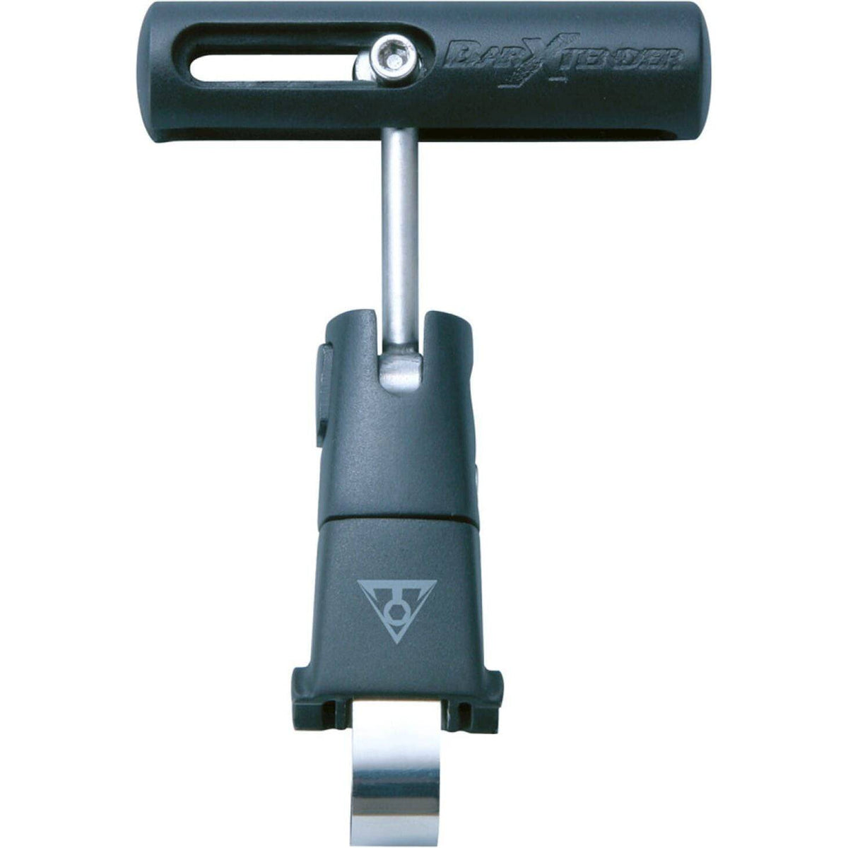 Topeak Bar Xtender stuuraccessoire bevestigd op een fietsstuur, zwart, met verstelbare delen voor comfortabelere rit.