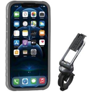 Topeak Ridecase telefoonhouder voor iPhone 12/12 Pro met bevestigingsset op een fiets, stevig en gebruiksvriendelijk design