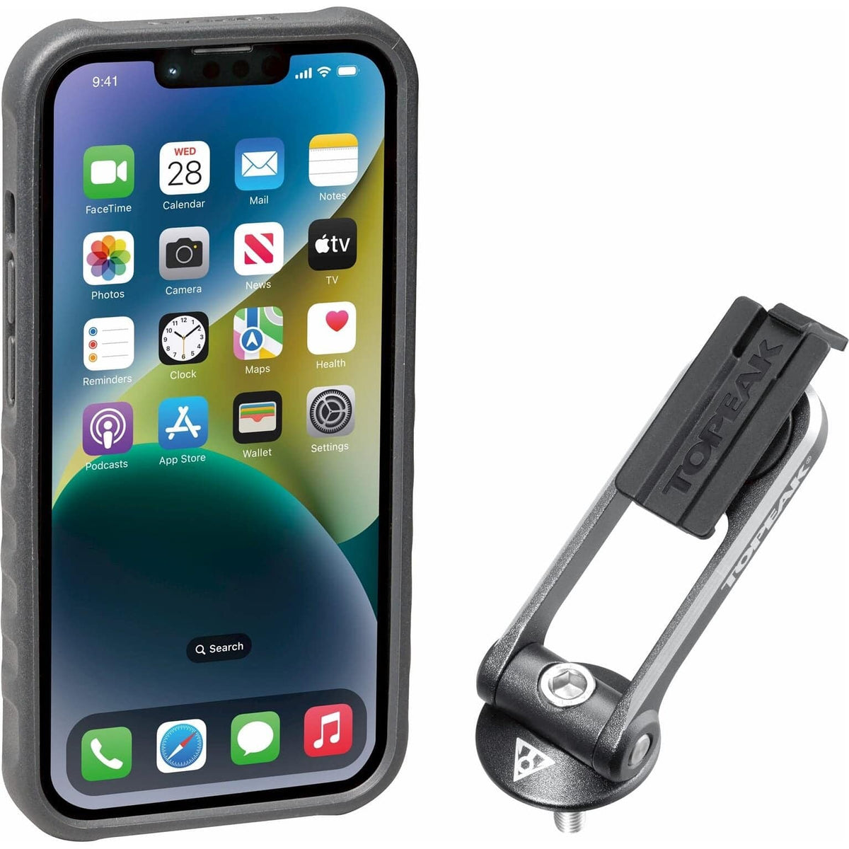 Topeak Ridecase iPhone 14 Plus telefoonhouder met bevestiging, stevig en handig voor fietsgebruik in Nederland