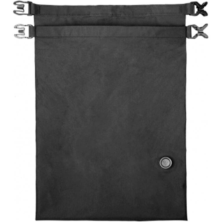 Zwarte Topeak Drybag T.B.V Frontloader 8L fietstas met waterdichte stof en verstelbare riem, geschikt voor fietsaccessoires.