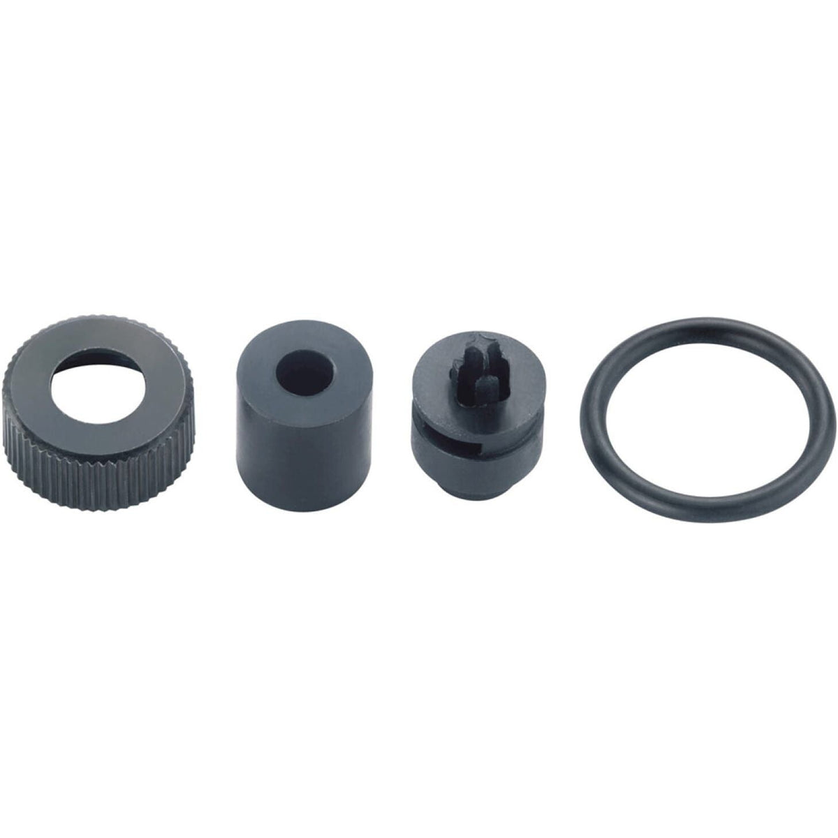 Topeak reparatieset voor pomponderdelen met diverse gereedschappen voor fietsreparaties.