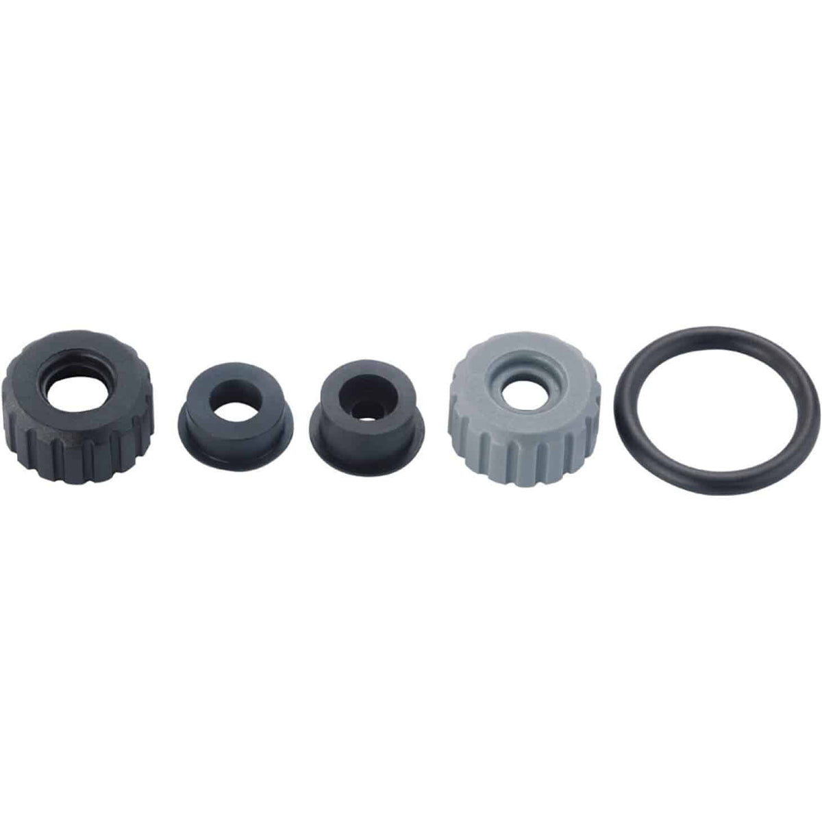 Topeak Joe Blow Sport Twinhead reparatieset voor pomponderdelen, inclusief diverse onderdelen voor fietspompen.
