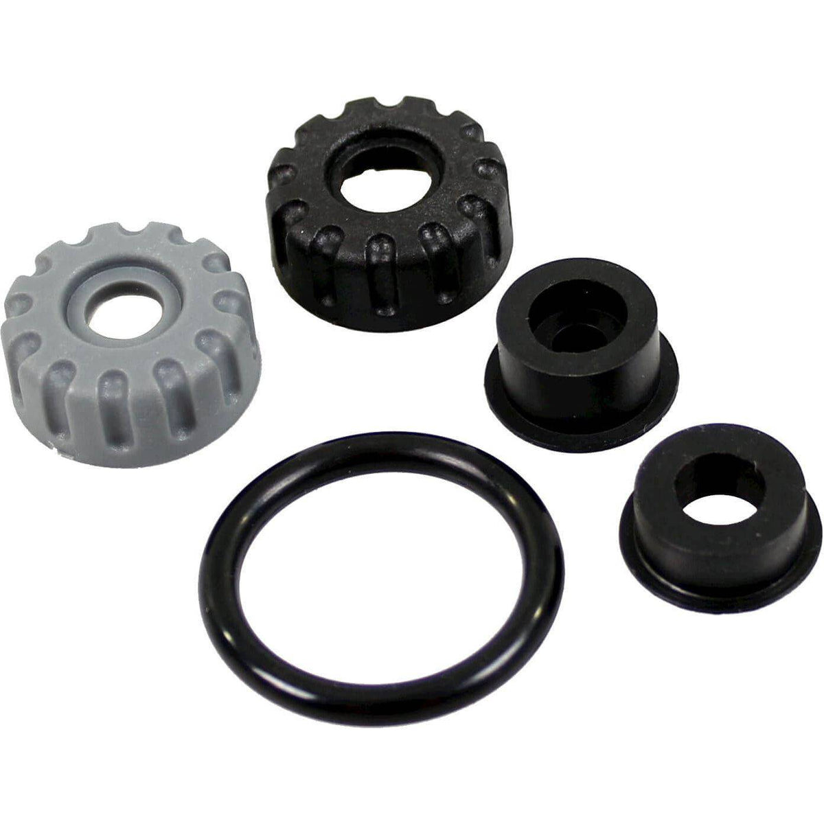 Topeak Joe Blow Max HP reparatieset met pomponderdelen voor fietsbanden en accessoires, inclusief verschillende kleine gereedschappen.