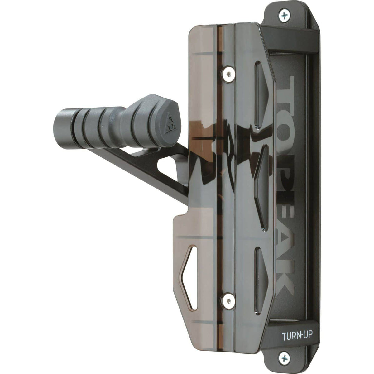 Topeak Swing-Up fiets ophang systeem met beugel voor eenvoudige fietsopslag en -oplossingen.