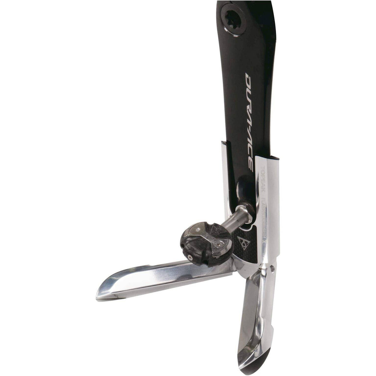 Topeak Flashstand Slim X stuuraccessoire, zwart, compacte fietsstandaard met verstelbare steun voor eenvoudige fietsverlichting.