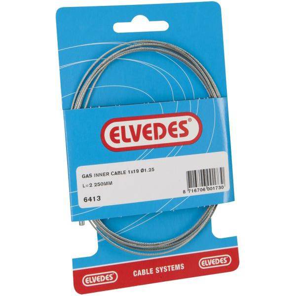 Elvedes binnenkabel voor gas, 2,15 meter lang met nippels, geschikt voor motoronderdelen, zichtbaar in de afbeelding.