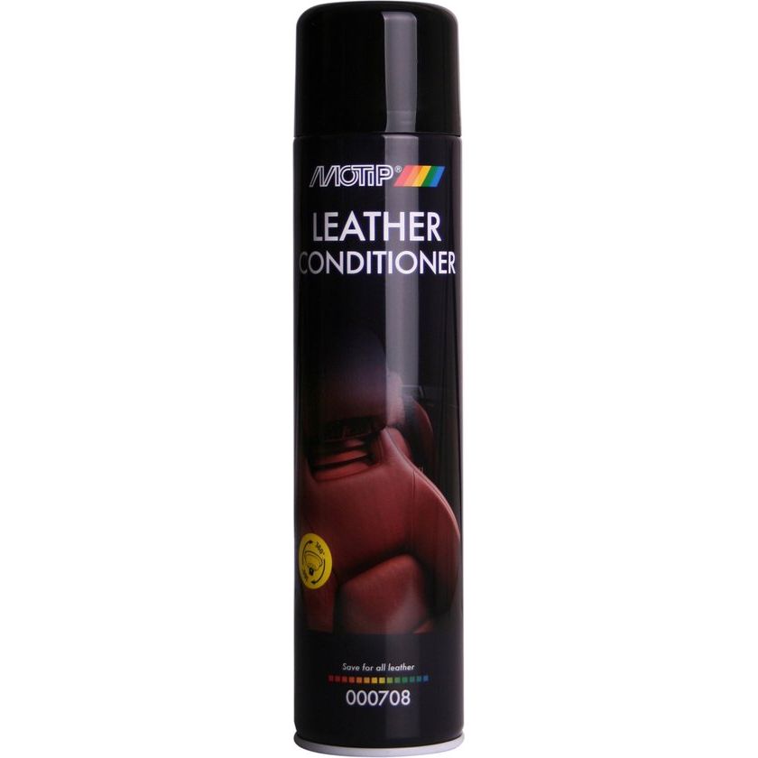 Motip leer conditioner fles van 600ml voor het reinigen en verzorgen van leren oppervlakken.