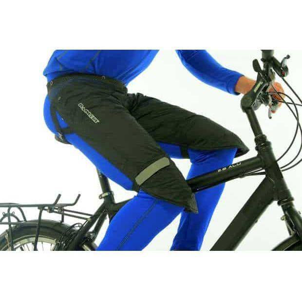 Zwarte Rainlegs regenbroek van Waterdichte regenbroeken met elastische taille en reflecterende details.
