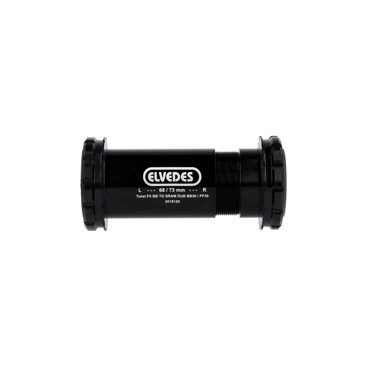 Elvedes Trapas Cupset Twistfit DUB BB30/PF30 in zwart, fietsaccessoire voor trapasinstallatie, close-up van de onderdelen