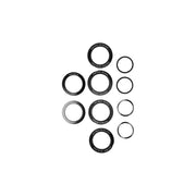 Zwarte Elvedes Trapas Cupset Twistfit DUB BB30/PF30, close-up van de trapas en bevestigingsonderdelen voor fiets.