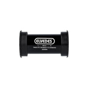 Elvedes Trapas Cupset Twistfit Shimano BB386 in zwart, close-up van de trapas en montageonderdelen voor fietsen.