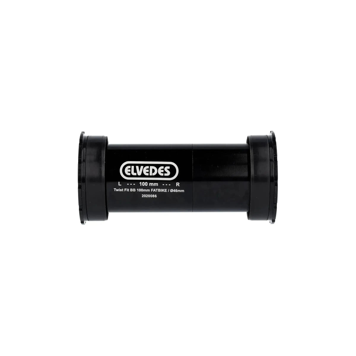 Zwarte Elvedes Trapas Cupset Threadfit PF30 voor fatbike, zichtbaar met trapas en componenten op de afbeelding.