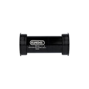 Zwarte Elvedes Trapas Cupset Threadfit PF30 voor fatbike, zichtbaar met trapas en componenten op de afbeelding.