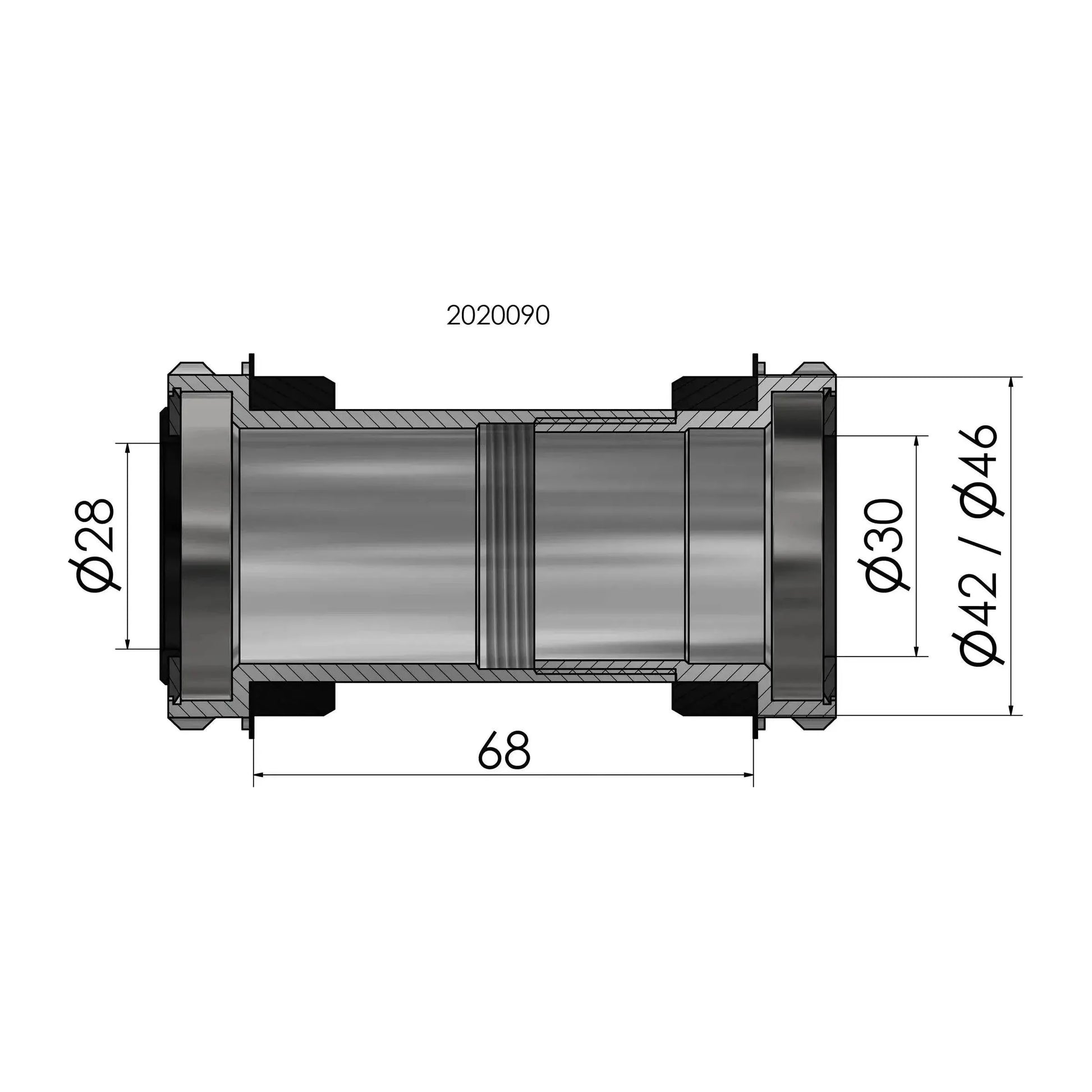 Elvedes Twist Fit Trapas Voor Bb30 / Pf30 Praxis Road / Mtb 42 X 68-73 Mm - Le Coq Wielerartikelen