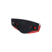 Zwart XLC achterlicht voor E-bike met LED, standlicht en naafdynamo, 50/80mm, zichtbaar op fietsachterzijde