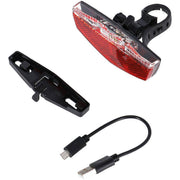 XLC achterlicht CL-R19 USB LED met standlicht, zwart, 50/80mm, zichtbaar met LED-lamp en bevestigingsmateriaal