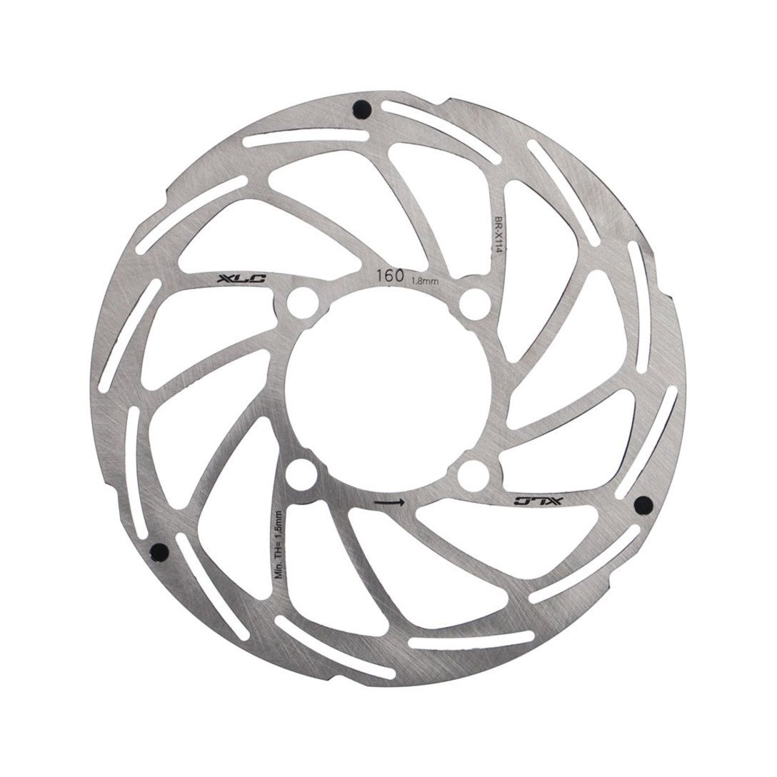 XLC BRX114 remschijf 1.8mm, geschikt voor Rohloff 4-versnellingsnaven, zilverkleurige remschijf met ventilatiegaten