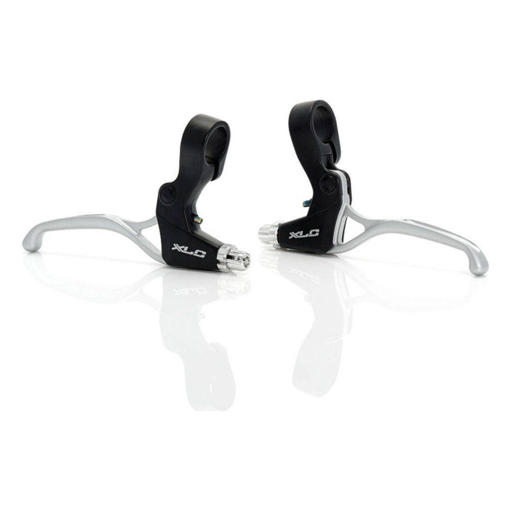 Zwarte en zilveren XLC V-brake remgreep voor V-brakes, losse remgrepen voor fietsremmen, zichtbaar in de afbeelding.