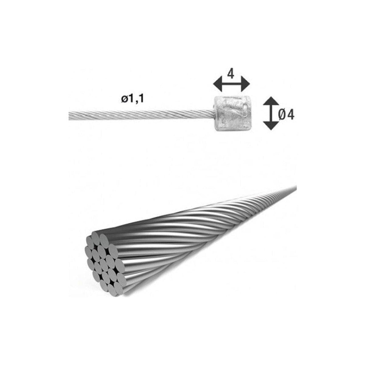 XLC derailleurversnellingskabel Sh-X17, binnen 1.1mm, 3000mm lang, zilverkleurige frame- en shifterskabel