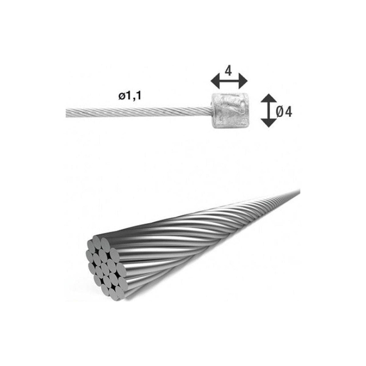 XLC derailleurversnellingskabel Sh-X17, binnen 1,1 mm, 4000 mm lang, zilver, geschikt voor racefietsen en mountainbikes.