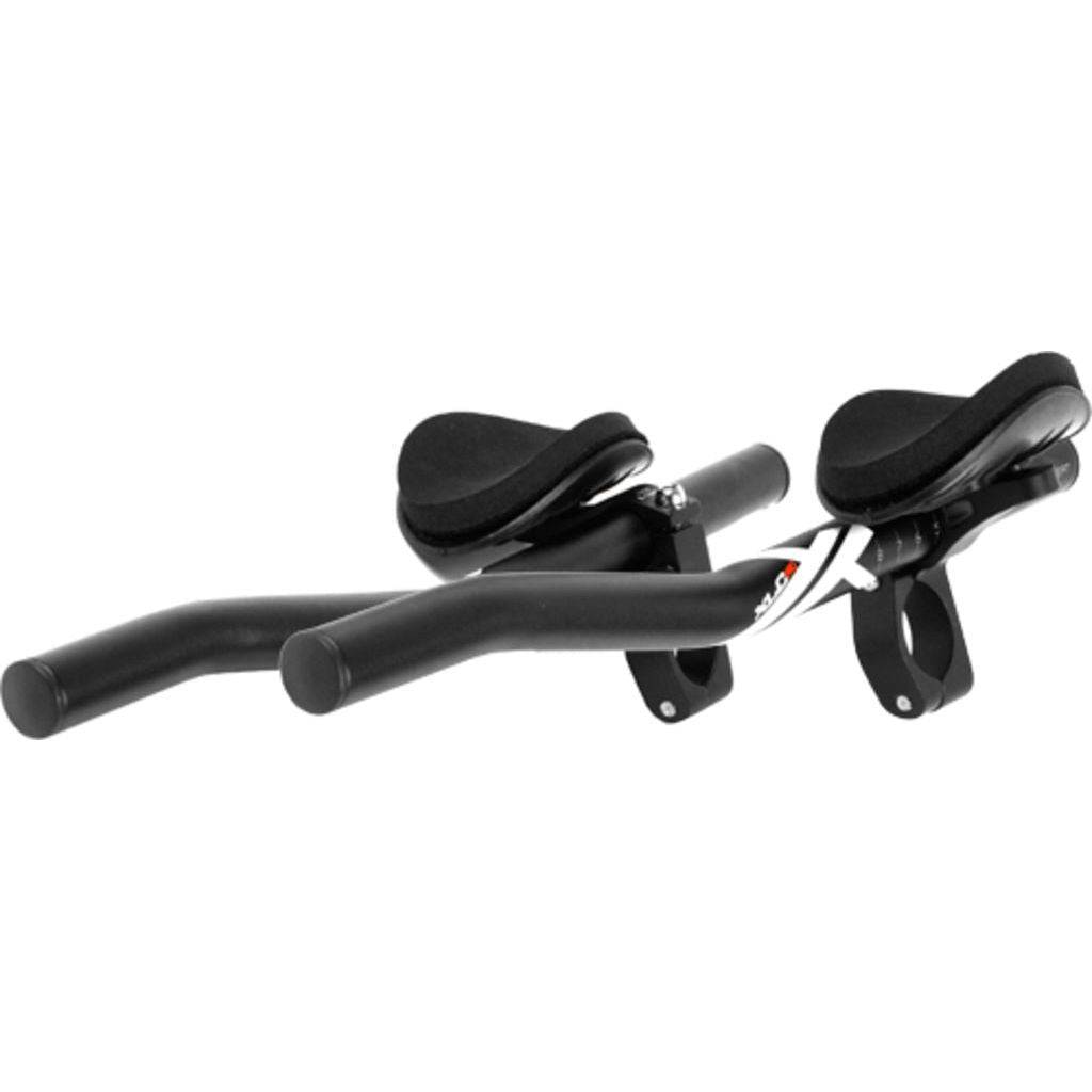 Zwart XLC aluminium stuurstang, 2-delig, 25.4/31.8 mm, geschikt voor fietsen, zichtbaar in de afbeelding