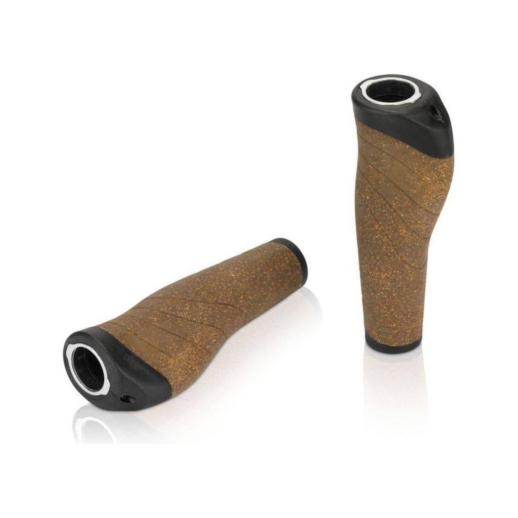 XLC handvat van kurk en zwart kunststof, 135 mm lang, geschikt voor fietsframes, bruine en zwarte kleur.