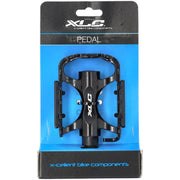 Zwarte aluminium MTB pedaal van XLC met stevige constructie en antislipoppervlak voor fietsers.