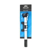 Zilveren XLC Alpha Mini PU-M01 aluminium minipomp met DV/SV/AV ventielen, geschikt voor fietsbanden