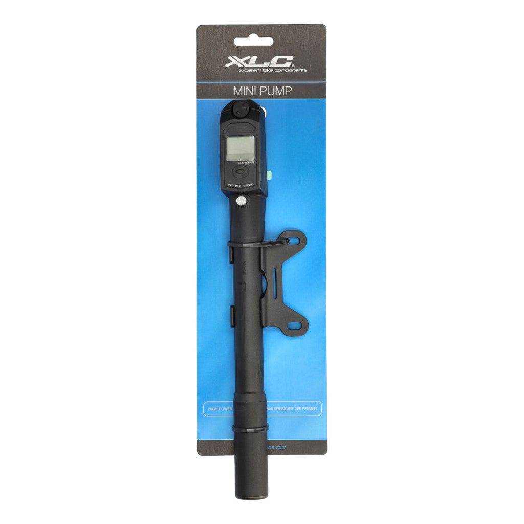 XLC minipomp 2-1 Mini Pu-A11 met compact ontwerp en handpompfunctie voor fietsbanden, zichtbaar in de afbeelding.