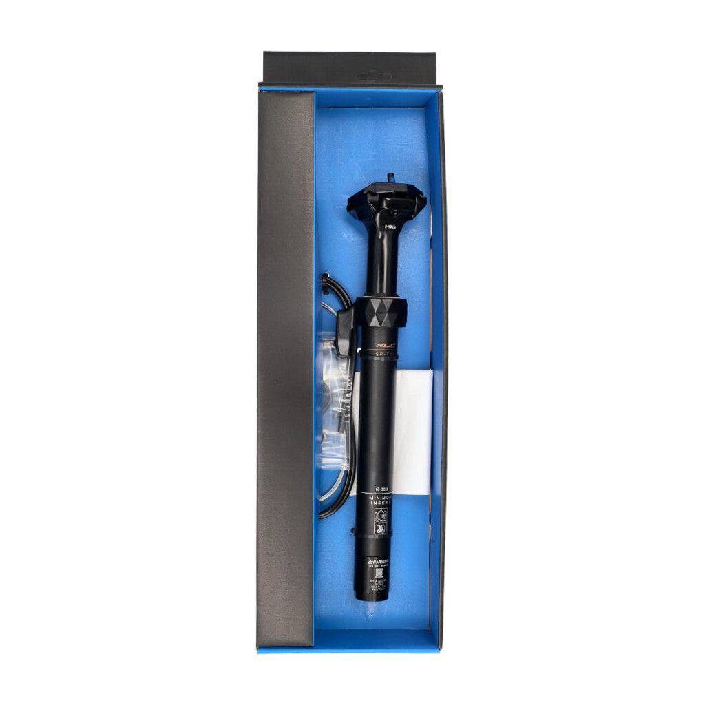 XLC Burner Sp-T20B zadelpen in zwart met verstelling voor fiets, close-up van de zadelpen en bevestigingsmechanisme