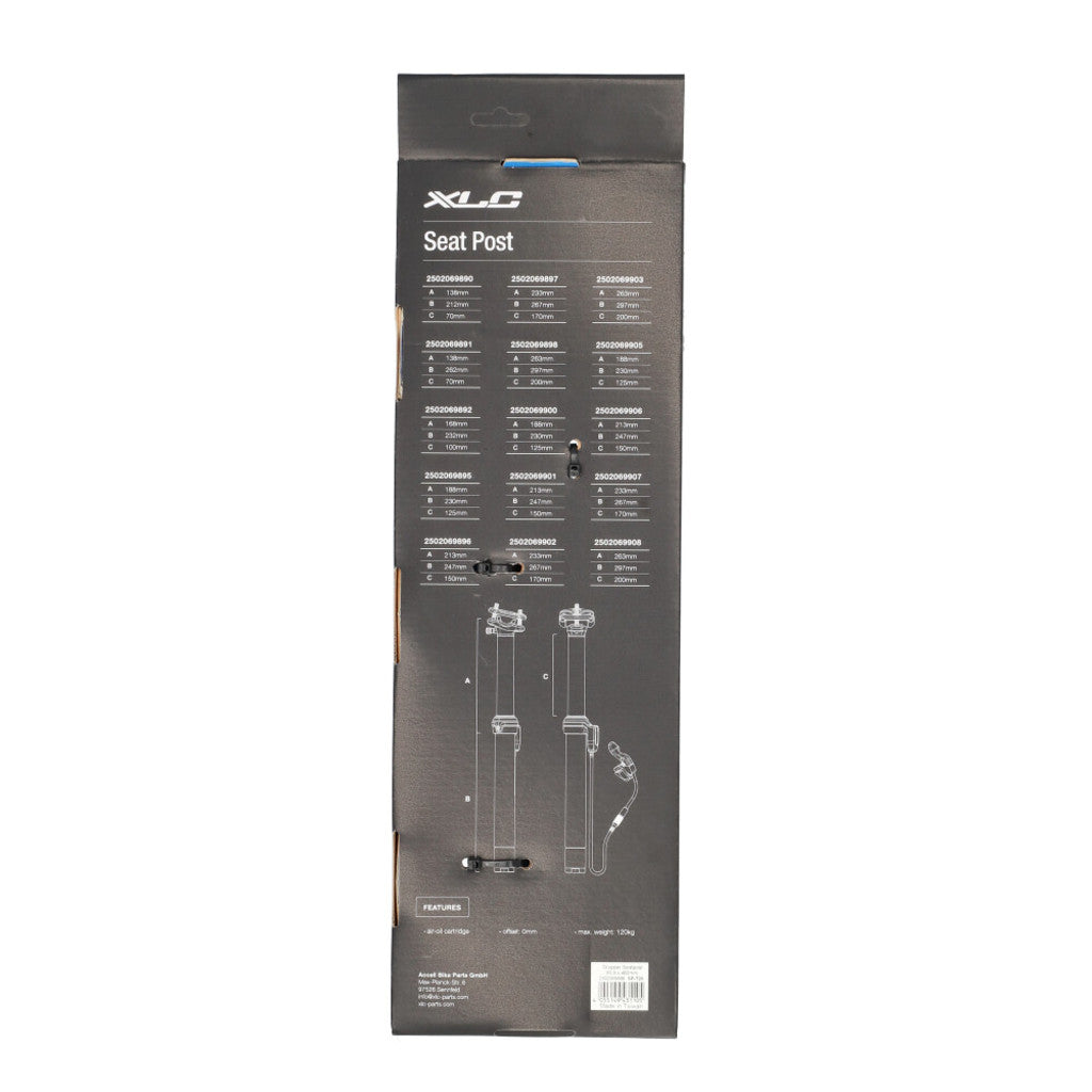 XLC Zadelpen Burner SP-T20B Dropper Remote Drop Aluminium Zwart - Le Coq Wielerartikelen