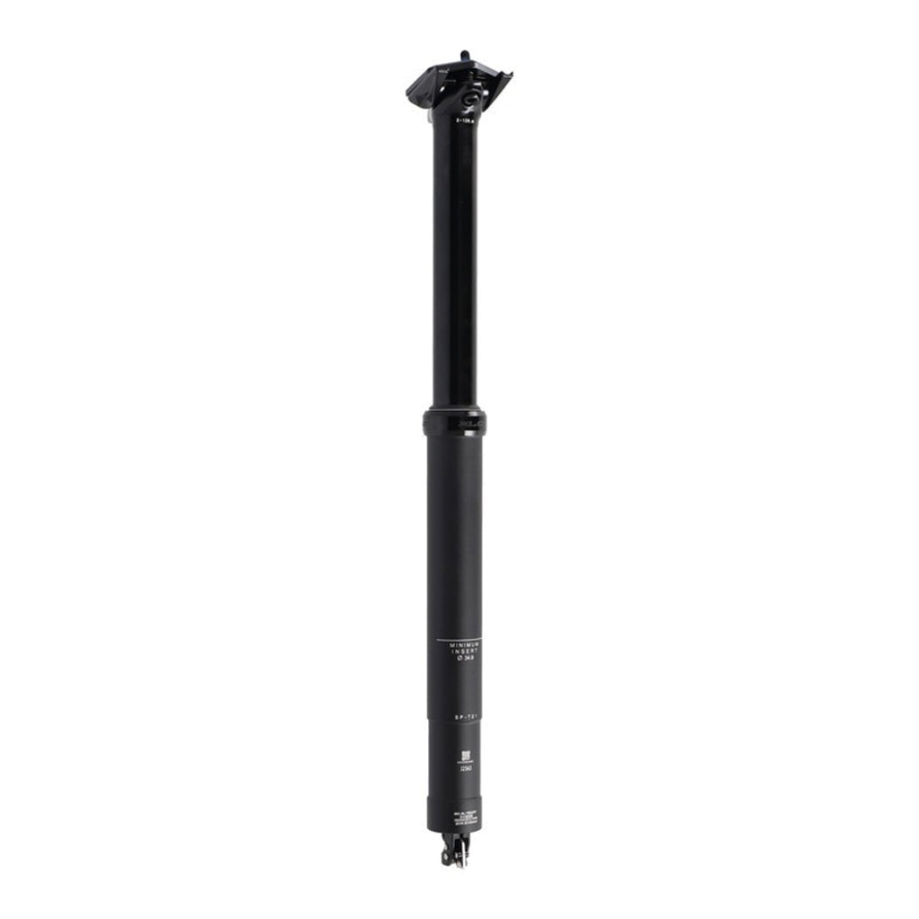 XLC Zadelpen SP-T21 Dropper Remote ICR Drop, zwarte aluminium zadelpen met bedieningshendel, zichtbare kabel en montageonderdelen