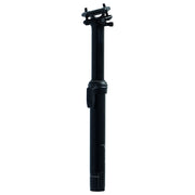 Zwarte XLC Sp-S13 verende dropper zadelpen met aluminium constructie en remote bediening, zichtbaar in de afbeelding.