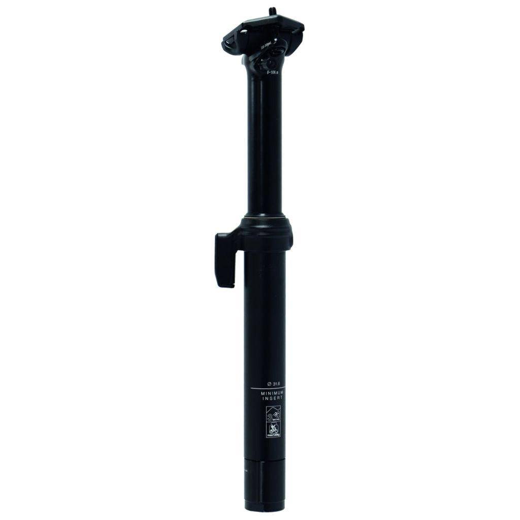 Zwarte aluminium XLC Sp-S13 verende dropper zadelpen met bedieningsremote voor mountainbikes.