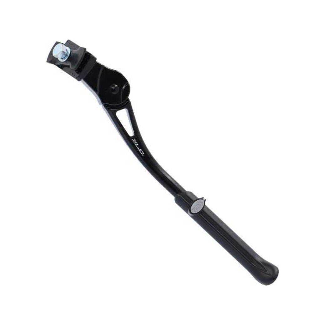 Zwarte XLC standaard voor 24/29 inch fietsen, eenvoudig te bevestigen en geschikt voor stabiliteit en ondersteuning.