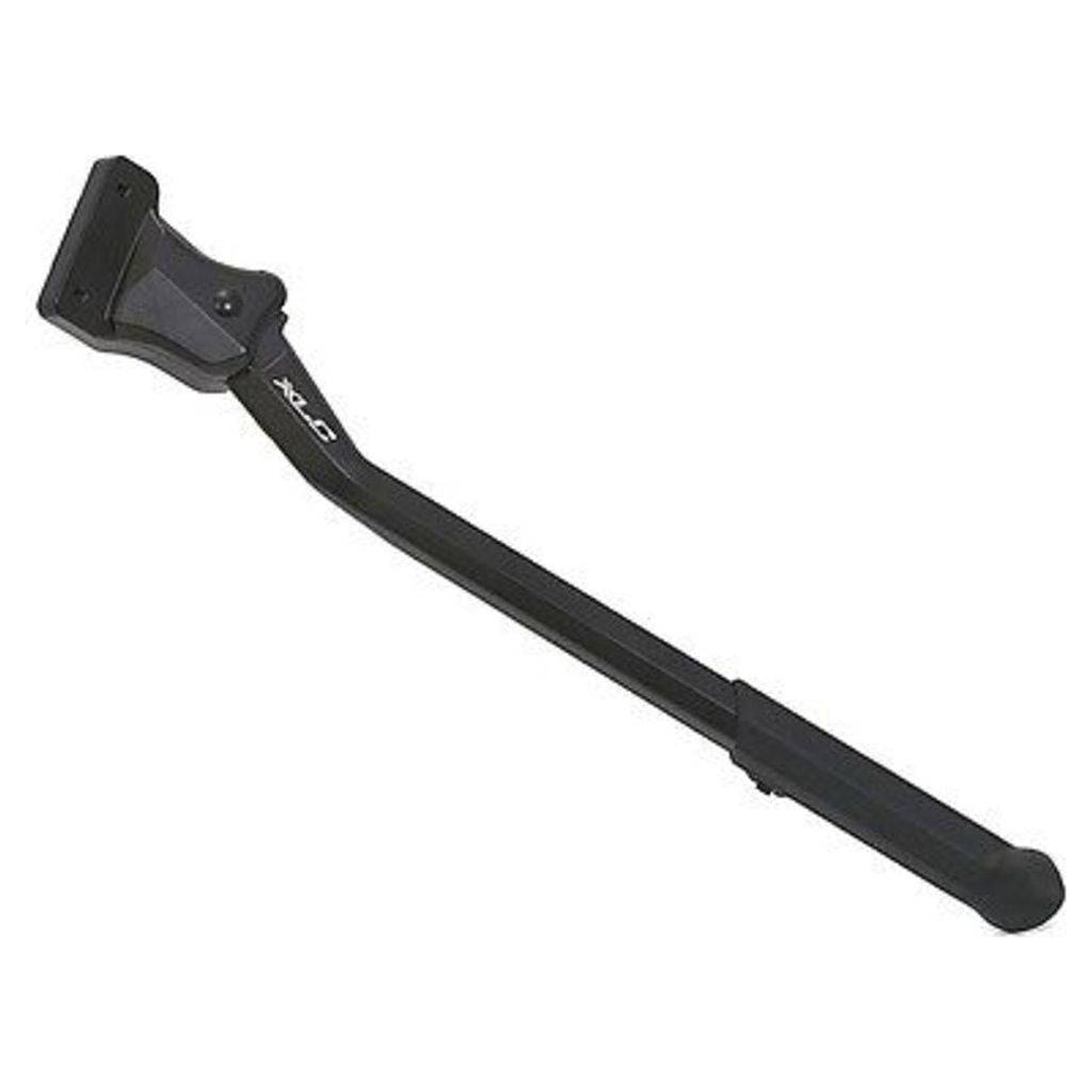 Zwarte XLC standaard voor 26/28 inch fiets, 40 mm vorkversterking, geschikt voor V-vorken, zichtbaar in de afbeelding