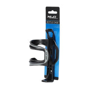 Zwarte en grijze kunststof XLC Sidecage bidonhouder voor fiets, bevestigingsbeugel voor bidons.