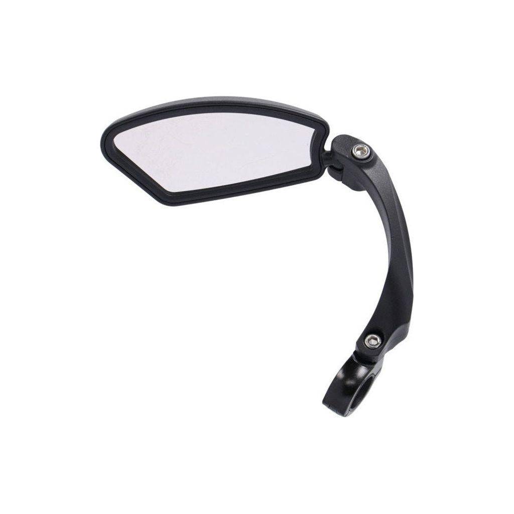 Zwarte XLC MR-K10 verstelbare fietsspiegelt met strop voor 21-26mm stuur, zichtbaar in de afbeelding.