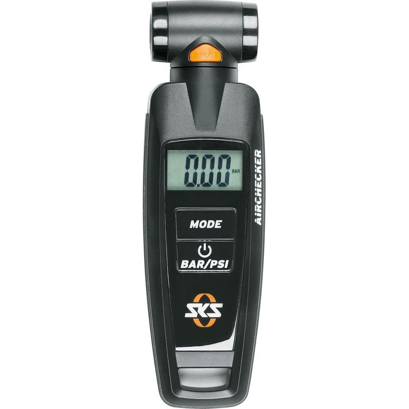 Digitale SKS Airchecker Digi bandenspanningsmeter met duo-head voor het meten van fietsbanddruk, elektrische fietspomp.