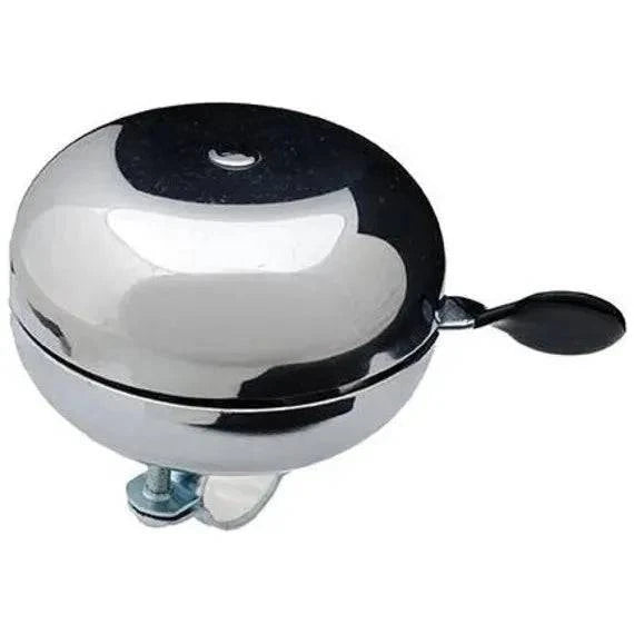 Simson Bel Ding Dong Medium chroom fietsbellen met metalen knop en ronde vorm, geschikt voor fietsaccessoires.