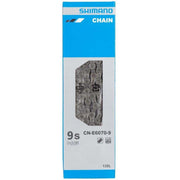Shimano CN-E6070 9-speed ketting voor e-bike, zichtbaar op een afbeelding met afmeting 261x840.
